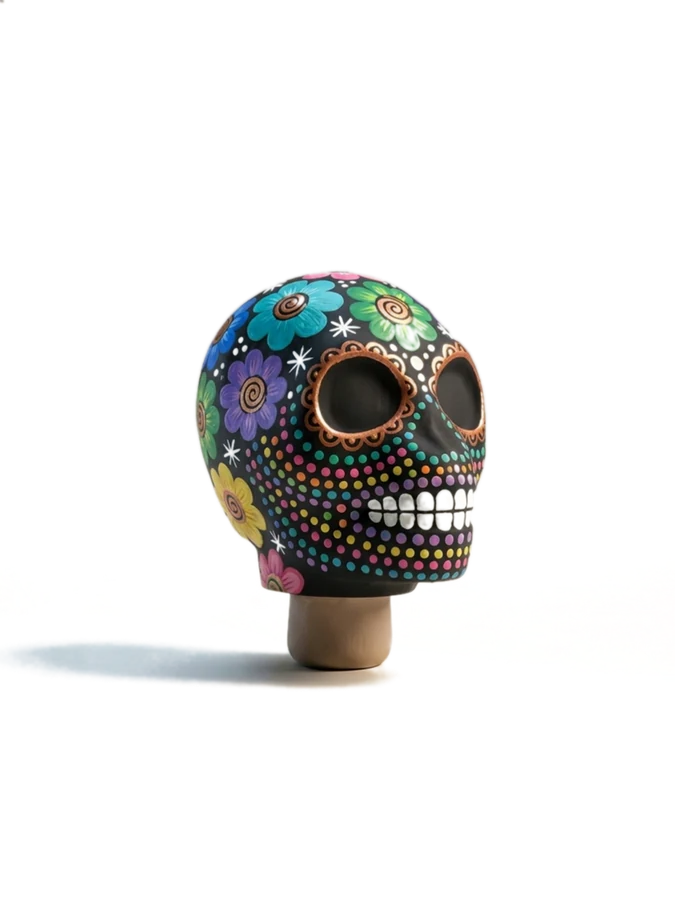 A hand-painted skull stopper